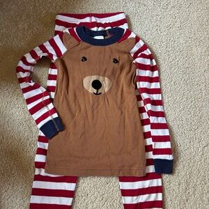 Hanna Andersson Brown and Red Bear Pajama Set